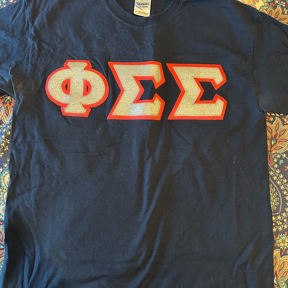 Navy Blue and Pink Phi Sigma Sigma Stitch